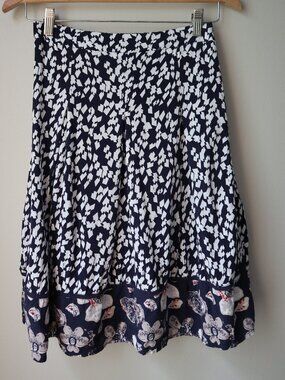 Flowy Skirt (Floral, 2000s, Y2K, Knee-length, Elastic Waistband)